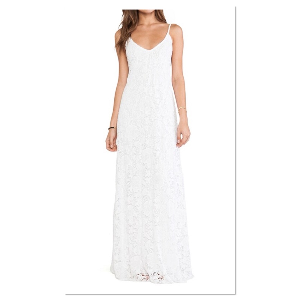 ALEXIS Kellis Crocheted Maxi Dress White Elegant Sz M Cotton